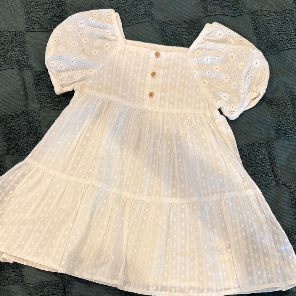 White Eyelet Dress with Puff Sleeves